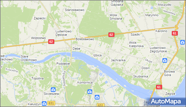 mapa Izbica gmina Serock, Izbica gmina Serock na mapie Targeo