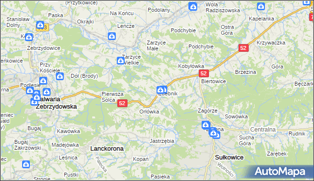 mapa Izdebnik gmina Lanckorona, Izdebnik gmina Lanckorona na mapie Targeo