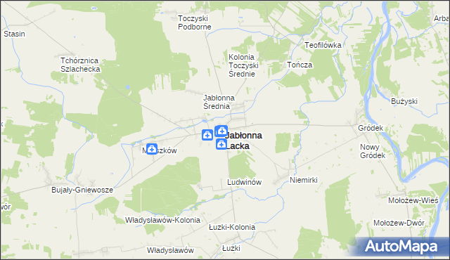 mapa Jabłonna Lacka, Jabłonna Lacka na mapie Targeo