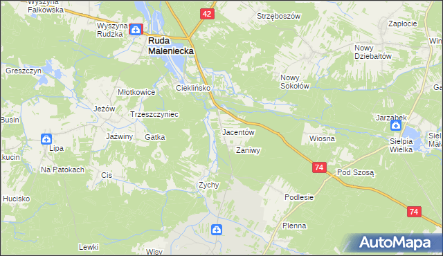 mapa Jacentów, Jacentów na mapie Targeo