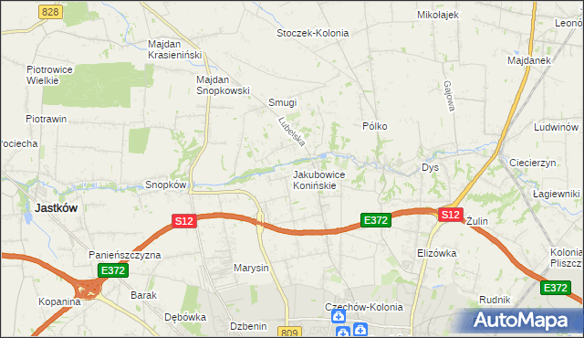 mapa Jakubowice Konińskie, Jakubowice Konińskie na mapie Targeo