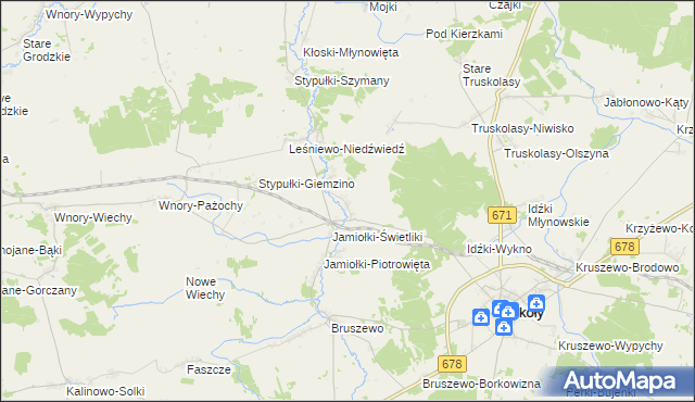 mapa Jamiołki-Godzieby, Jamiołki-Godzieby na mapie Targeo