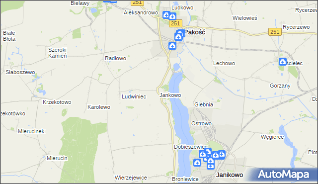 mapa Jankowo gmina Pakość, Jankowo gmina Pakość na mapie Targeo