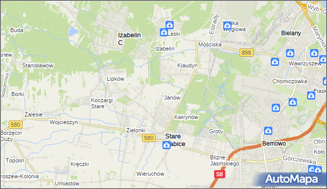 mapa Janów gmina Stare Babice, Janów gmina Stare Babice na mapie Targeo