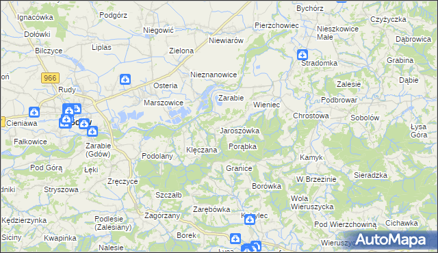 mapa Jaroszówka gmina Gdów, Jaroszówka gmina Gdów na mapie Targeo