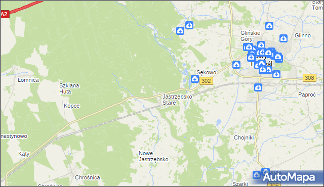 mapa Jastrzębsko Stare, Jastrzębsko Stare na mapie Targeo