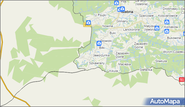 mapa Jaworzynka, Jaworzynka na mapie Targeo
