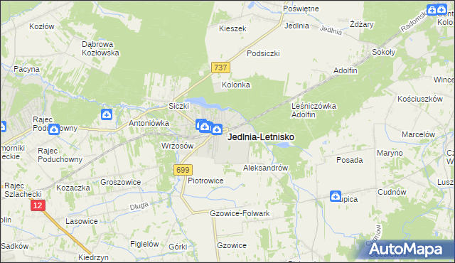 mapa Jedlnia-Letnisko, Jedlnia-Letnisko na mapie Targeo