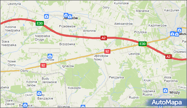 mapa Jędrzejów Nowy, Jędrzejów Nowy na mapie Targeo