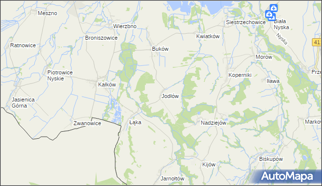 mapa Jodłów gmina Otmuchów, Jodłów gmina Otmuchów na mapie Targeo