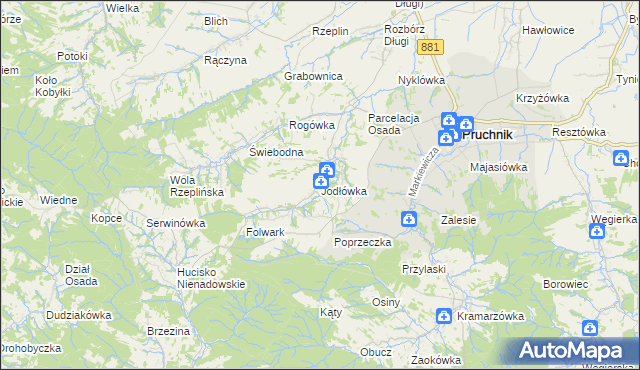 mapa Jodłówka gmina Pruchnik, Jodłówka gmina Pruchnik na mapie Targeo