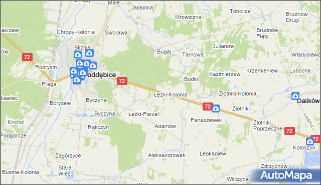 mapa Józefka gmina Poddębice, Józefka gmina Poddębice na mapie Targeo