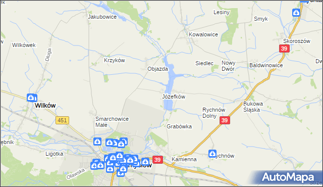 mapa Józefków gmina Namysłów, Józefków gmina Namysłów na mapie Targeo