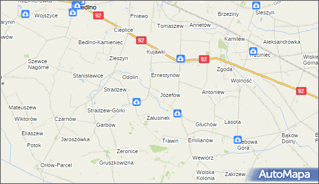 mapa Józefów gmina Bedlno, Józefów gmina Bedlno na mapie Targeo