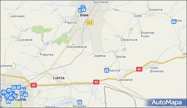 mapa Józefów gmina Biała, Józefów gmina Biała na mapie Targeo