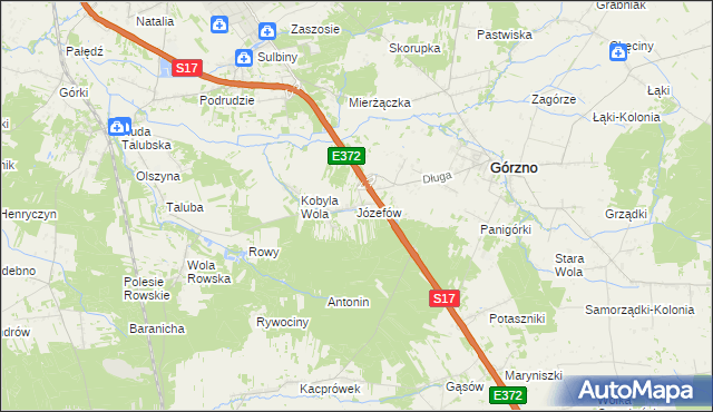 mapa Józefów gmina Górzno, Józefów gmina Górzno na mapie Targeo
