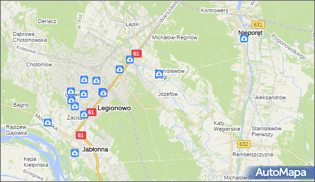 mapa Józefów gmina Nieporęt, Józefów gmina Nieporęt na mapie Targeo