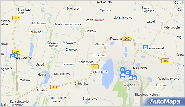 mapa Józefowo gmina Kleczew, Józefowo gmina Kleczew na mapie Targeo