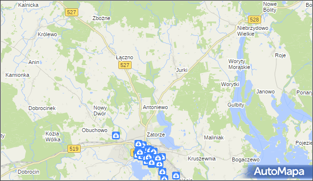 mapa Jurecki Młyn, Jurecki Młyn na mapie Targeo