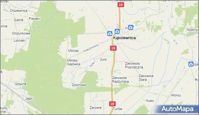 mapa Jurki gmina Kąkolewnica, Jurki gmina Kąkolewnica na mapie Targeo