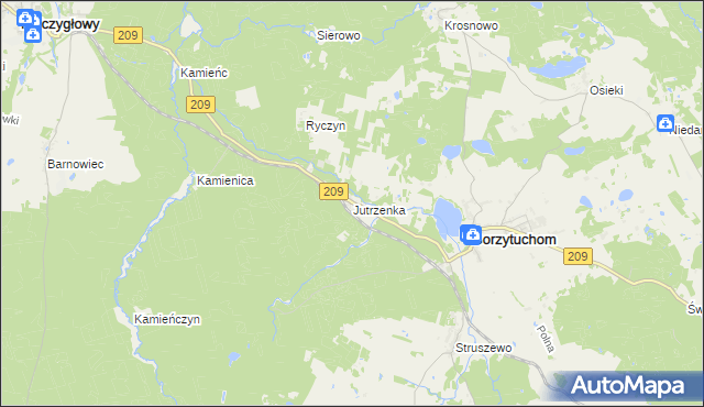 mapa Jutrzenka gmina Borzytuchom, Jutrzenka gmina Borzytuchom na mapie Targeo