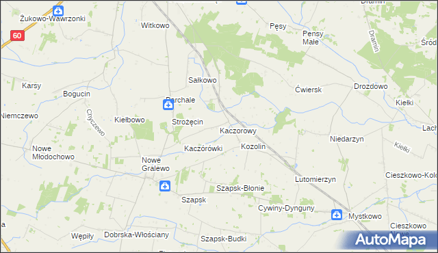 mapa Kaczorowy, Kaczorowy na mapie Targeo