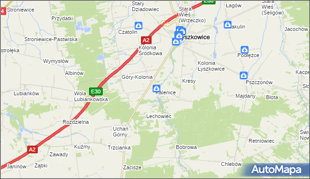 mapa Kalenice, Kalenice na mapie Targeo