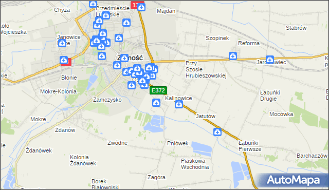 mapa Kalinowice gmina Zamość, Kalinowice gmina Zamość na mapie Targeo