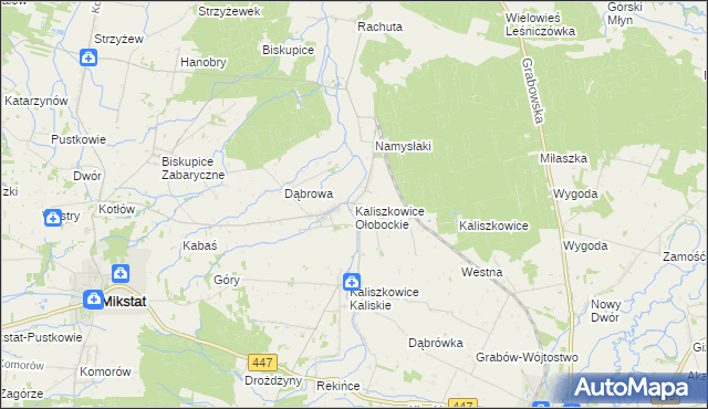 mapa Kaliszkowice Ołobockie, Kaliszkowice Ołobockie na mapie Targeo
