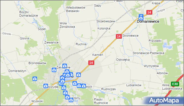 mapa Kamień gmina Głowno, Kamień gmina Głowno na mapie Targeo