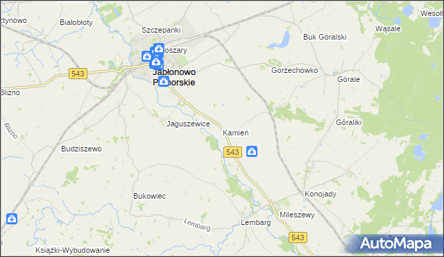 mapa Kamień gmina Jabłonowo Pomorskie, Kamień gmina Jabłonowo Pomorskie na mapie Targeo