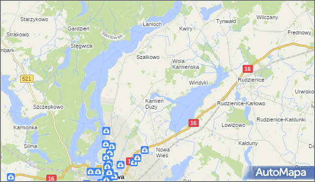 mapa Kamień Mały gmina Iława, Kamień Mały gmina Iława na mapie Targeo