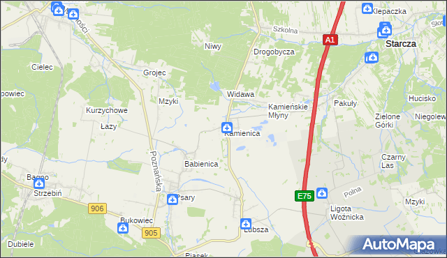 mapa Kamienica gmina Woźniki, Kamienica gmina Woźniki na mapie Targeo