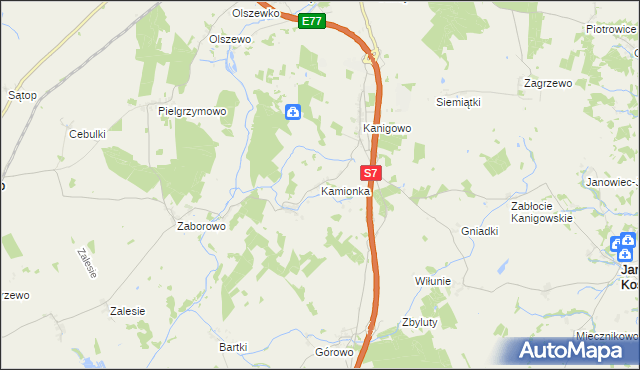 mapa Kamionka gmina Nidzica, Kamionka gmina Nidzica na mapie Targeo