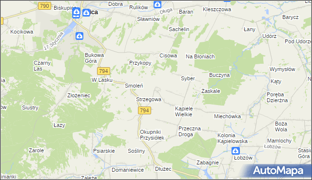 mapa Kąpiołki, Kąpiołki na mapie Targeo