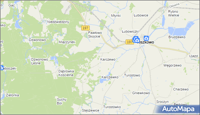 mapa Karczewo gmina Kiszkowo, Karczewo gmina Kiszkowo na mapie Targeo