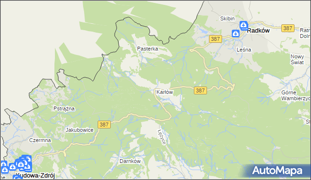 mapa Karłów gmina Radków, Karłów gmina Radków na mapie Targeo