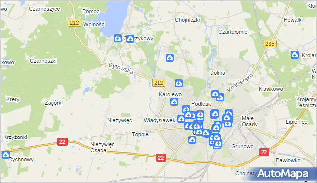mapa Karolewo gmina Chojnice, Karolewo gmina Chojnice na mapie Targeo