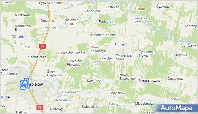 mapa Karolów gmina Chotcza, Karolów gmina Chotcza na mapie Targeo