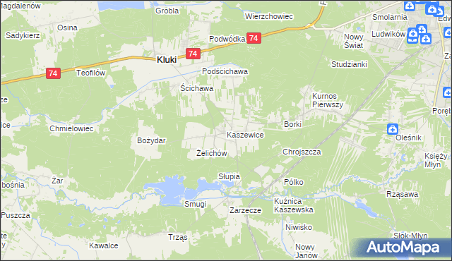 mapa Kaszewice, Kaszewice na mapie Targeo