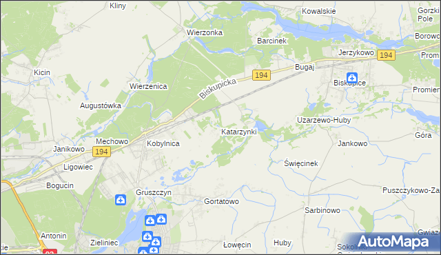 mapa Katarzynki gmina Swarzędz, Katarzynki gmina Swarzędz na mapie Targeo