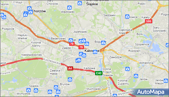 mapa Katowic, Katowice na mapie Targeo