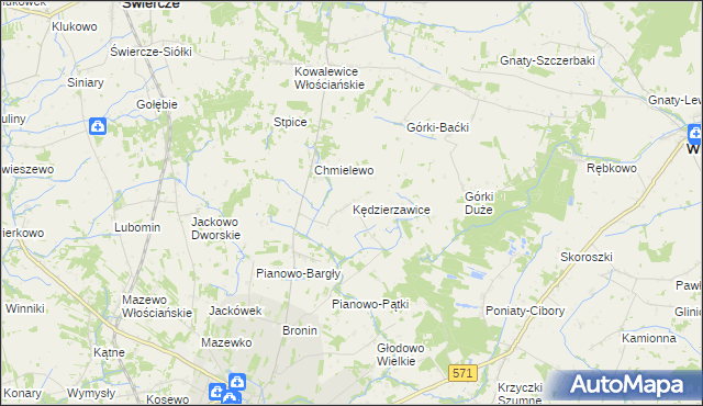 mapa Kędzierzawice, Kędzierzawice na mapie Targeo