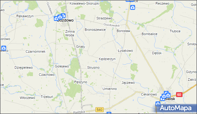 mapa Kędzierzyn gmina Bielsk, Kędzierzyn gmina Bielsk na mapie Targeo