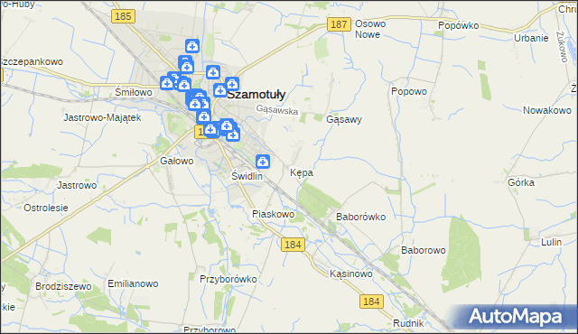 mapa Kępa gmina Szamotuły, Kępa gmina Szamotuły na mapie Targeo