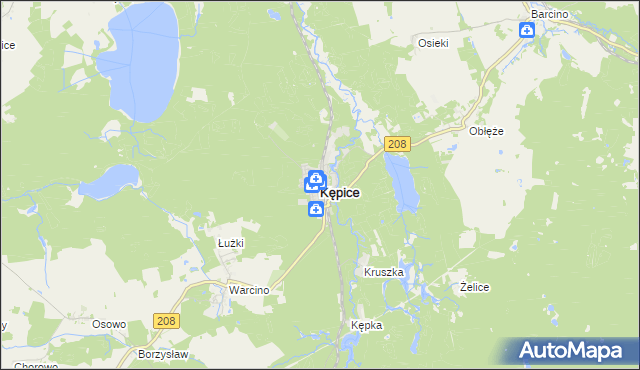 mapa Kępice powiat słupski, Kępice powiat słupski na mapie Targeo