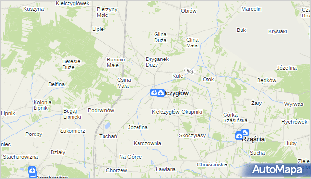 mapa Kiełczygłów, Kiełczygłów na mapie Targeo