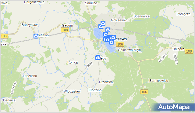 mapa Kłęby gmina Golczewo, Kłęby gmina Golczewo na mapie Targeo
