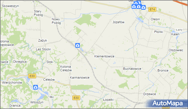 mapa Klementowice, Klementowice na mapie Targeo