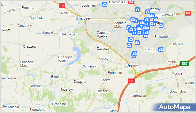 mapa Kłocko, Kłocko na mapie Targeo